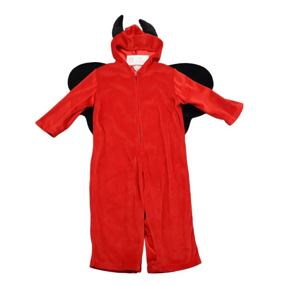 Devil Halloween Costume Kids Multicolor Long Sleeve Hooded Half Zip Outfit